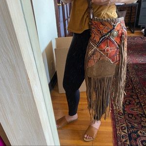 Handmade Cross-body leather bag with Fringe